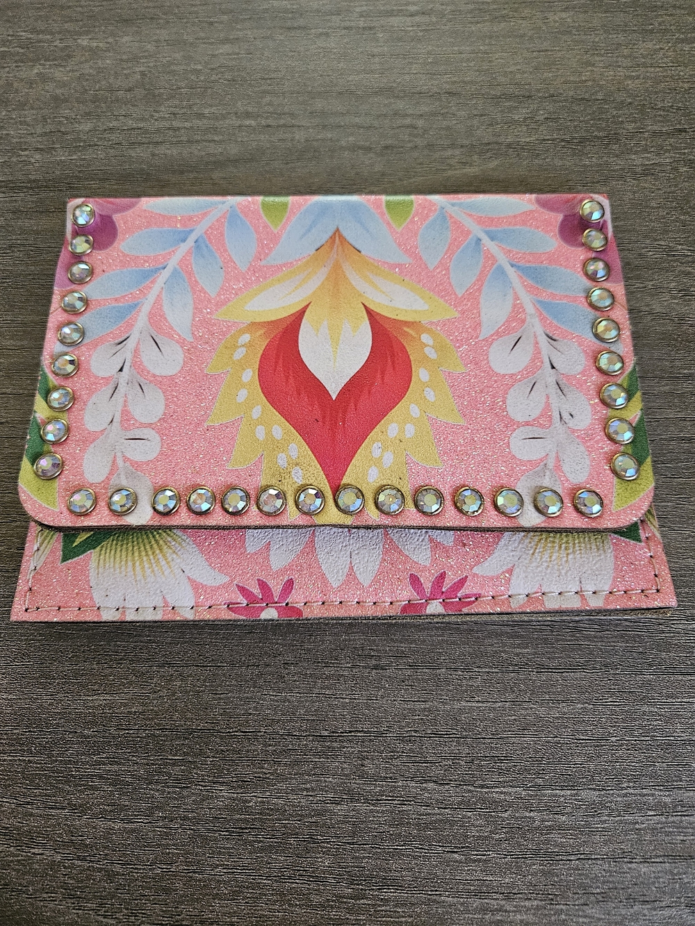 Keep It Gypsy- KIG Pink Floral Rhinestone Flap Wallet
